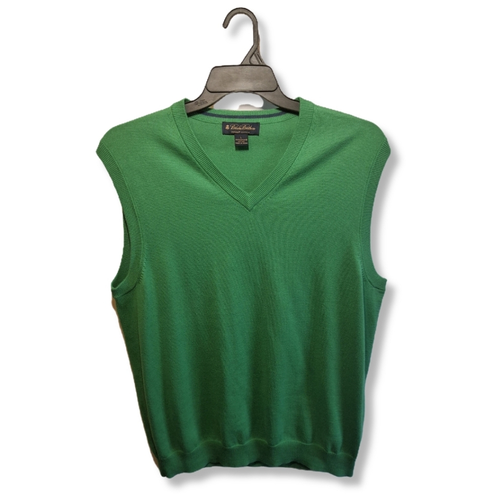 Brooks Brothers Sweater Vest | 100% Supima Cotton | Green | Large